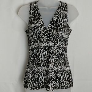 Ann Taylor V neck Black/Brown/White Tank XS